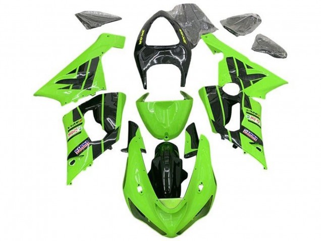 2005-2006 Light Green Black Castrol Kawasaki ZX6R Motorcycle Fairings