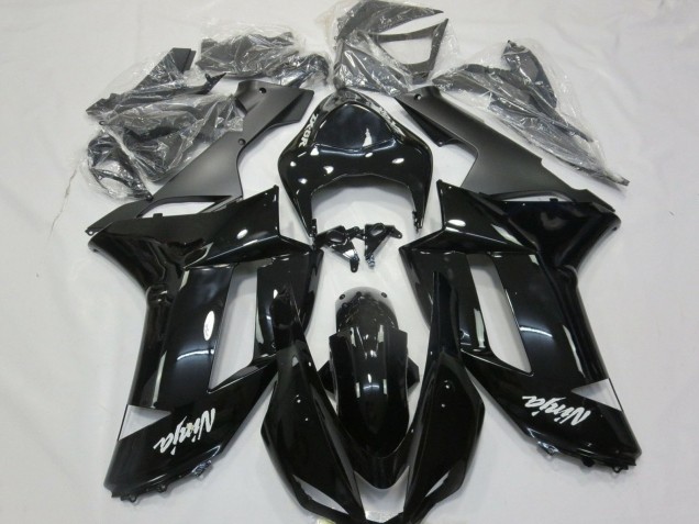 2007-2008 Gossy Black Matte Black White Decals Kawasaki ZX6R Motorcycle Fairings
