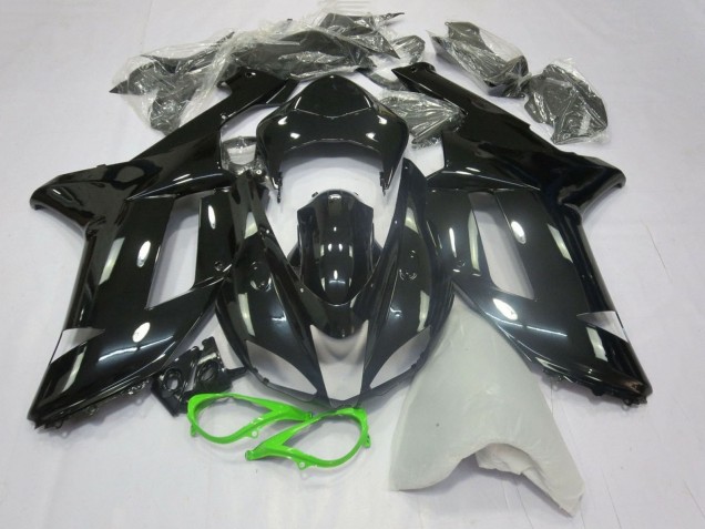 2007-2008 Gossy Black Neon Green Kawasaki ZX6R Motorcycle Fairings