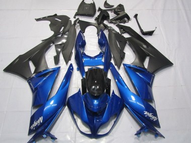 2007-2008 Blue Matte Black White Kawasaki ZX6R Motorcycle Fairings