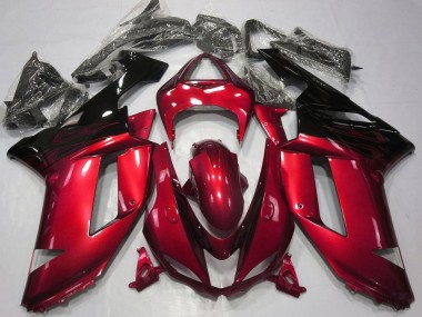 2007-2008 Candy Red Black Kawasaki ZX6R Motorcycle Fairings