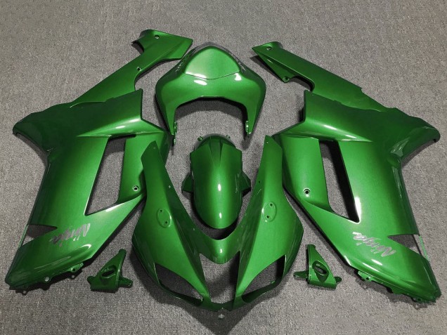 2007-2008 Green Chrome Kawasaki ZX6R Motorcycle Fairings