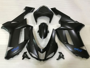 2007-2008 Matte Black Blue Ninja Kawasaki ZX6R Motorcycle Fairings