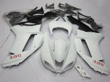 2007-2008 Matte White Red Kawasaki ZX6R Motorcycle Fairings