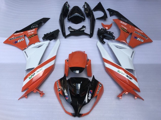 2007-2008 Orange White Black Kawasaki ZX6R Motorcycle Fairings