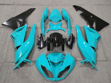 2007-2008 Turquoise Blue Black Matte Black Kawasaki ZX6R Motorcycle Fairings