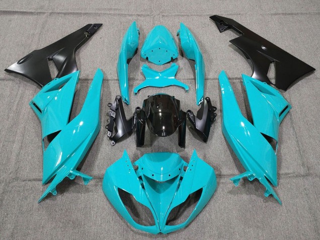 2007-2008 Turquoise Blue Black Matte Black Kawasaki ZX6R Motorcycle Fairings