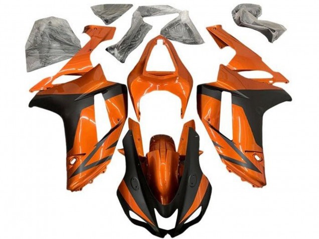 2007-2008 Orange Matte Black Kawasaki ZX6R Motorcycle Fairings