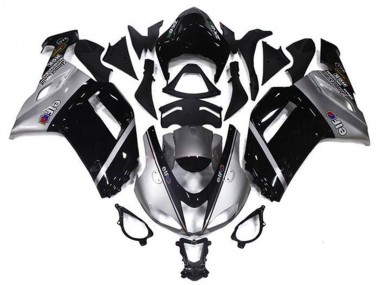 2007-2008 Silver Black Elf Kawasaki ZX6R Motorcycle Fairings