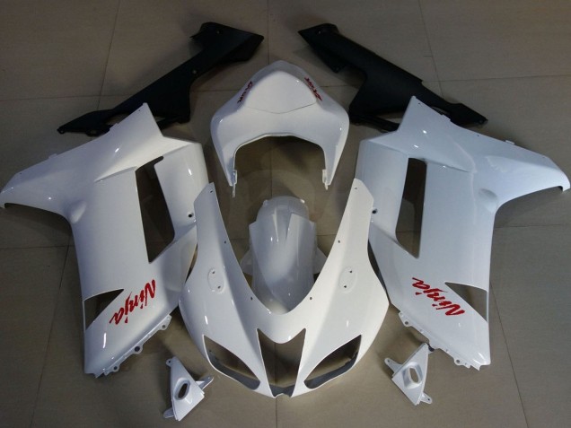 2007-2008 White Red Kawasaki ZX6R Motorcycle Fairings