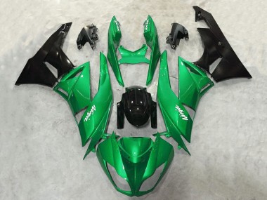2009-2012 Green Glossy Black White Ninja Kawasaki ZX6R Motorcycle Fairings
