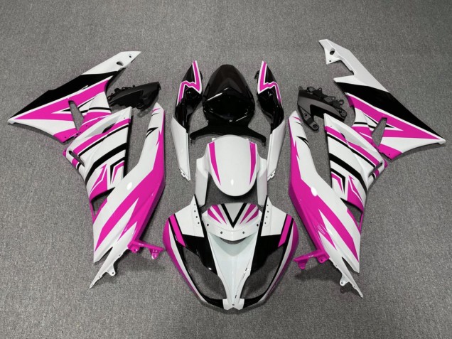 2009-2012 White Pink Black Kawasaki ZX6R Motorcycle Fairings