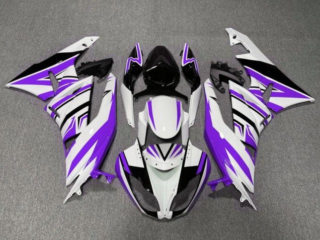 2009-2012 White Purple Black Kawasaki ZX6R Motorcycle Fairings