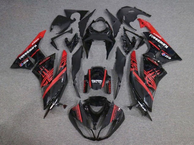 2009-2012 Glossy Black Red Monster Kawasaki ZX6R Motorcycle Fairings