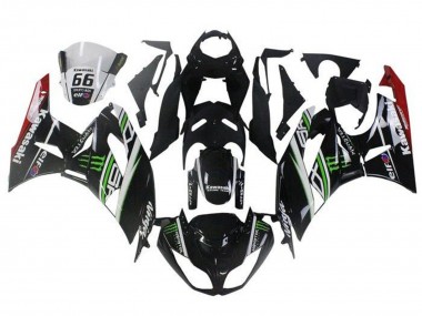 2009-2012 Glossy Black White Green Red Elf Monster Kawasaki ZX6R Motorcycle Fairings