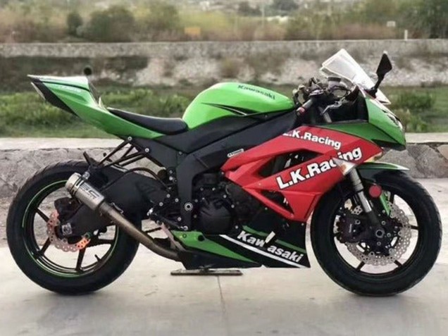 2009-2012 Green Red Black White L.K. Racing Kawasaki ZX6R Motorcycle Fairings