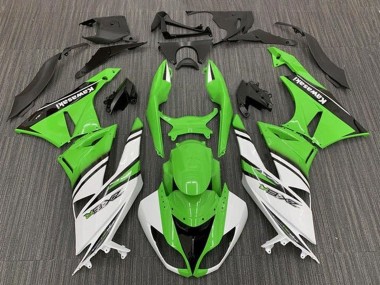 2009-2012 Green White Black Stripe Kawasaki ZX6R Motorcycle Fairings