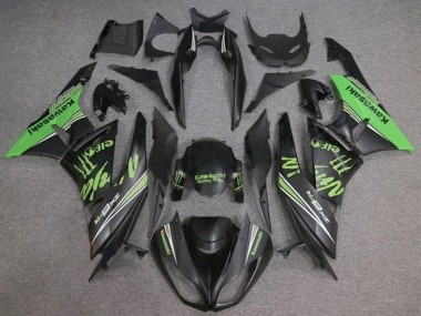 2009-2012 Matte Black Green Monster Kawasaki ZX6R Motorcycle Fairings