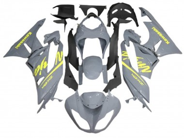 2009-2012 Nardo Grey Yellow Kawasaki ZX6R Motorcycle Fairings