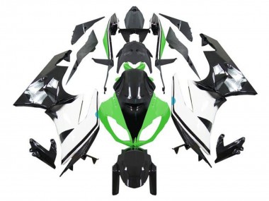 2009-2012 Green White Glossy Black Kawasaki ZX6R Motorcycle Fairings