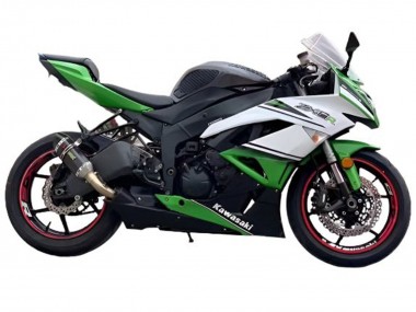2009-2012 White Green Black Kawasaki ZX6R Motorcycle Fairings