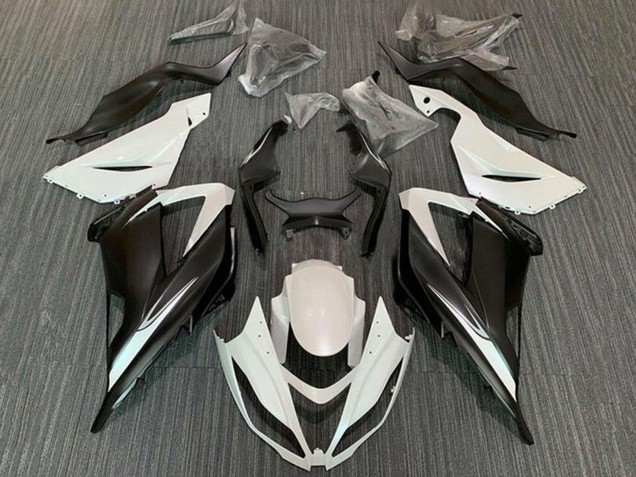 2013-2018 White Matte Black Kawasaki ZX6R Motorcycle Fairing Kits