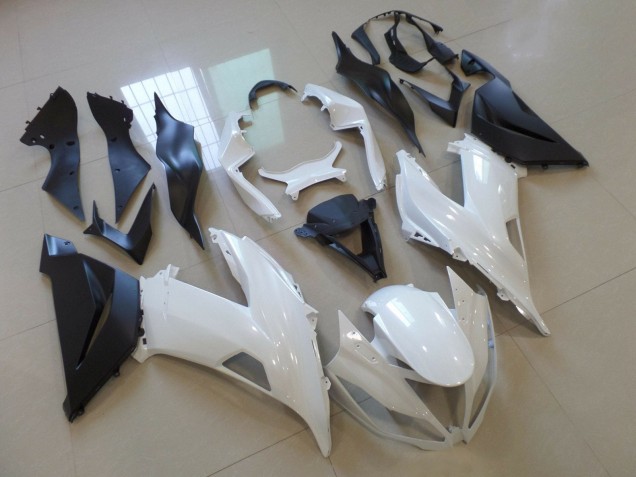 2013-2018 White Matte Black Kawasaki ZX6R Motorcycle Fairing