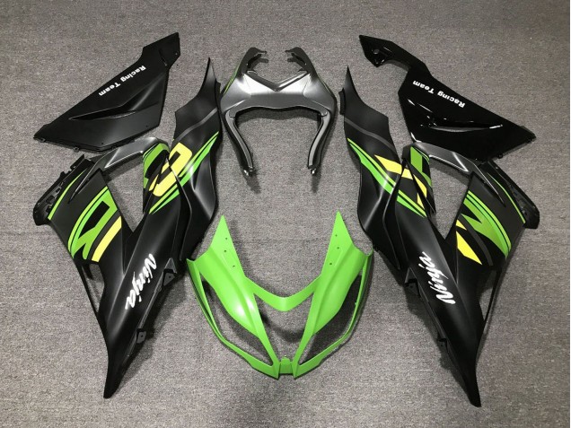2013-2018 Matte Black Green Yellow Kawasaki ZX6R Motorcycle Fairings