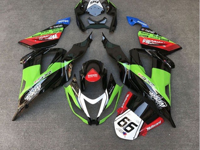 2013-2018 Green Black Red White Motocard 66 Kawasaki ZX6R Motorcycle Fairings
