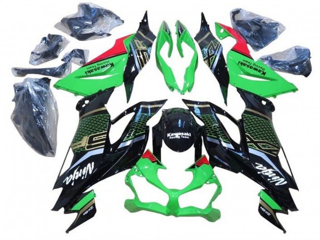 2019-2022 Green Red Glossy Black Honeycomb Kawasaki ZX6R Motorcycle Fairings