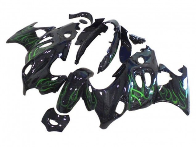 2004-2006 Glossy Black Green Flame Suzuki GSX600F/GSX750F Motorcycle Fairings