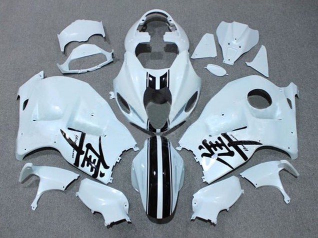 1996-2007 White Black Stripe Suzuki GSXR 1300 Hayabusa Motorcycle Fairings