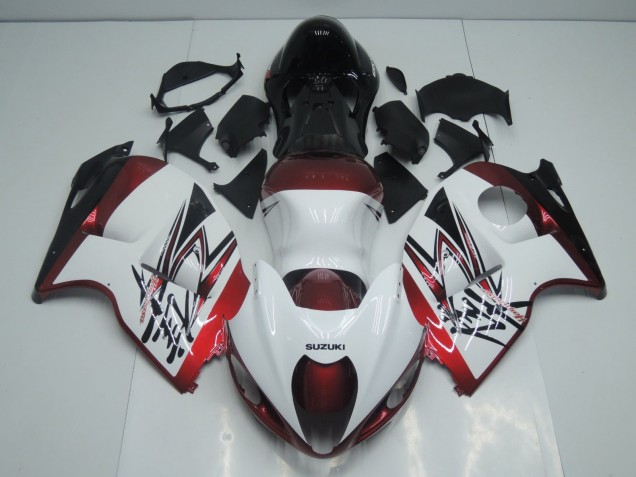 1996-2007 White Candy Red Black Suzuki GSXR 1300 Hayabusa Motorcycle Fairings