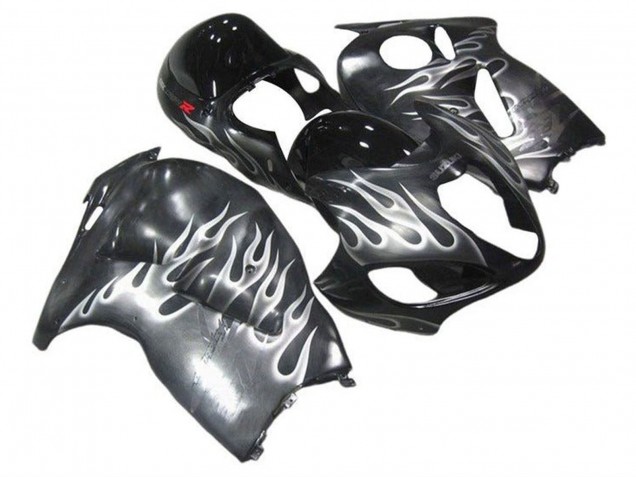 1996-2007 Grey Black White Flame Suzuki GSXR 1300 Hayabusa Motorcycle Fairings