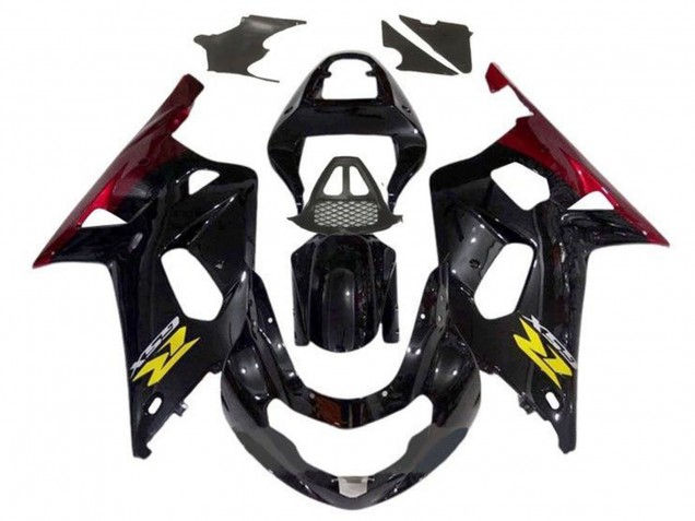 2000-2002 Glossy Black Red Yellow Suzuki GSXR1000 Motorcycle Fairings
