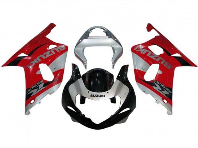 2000-2002 Silver Red Black Suzuki GSXR1000 Motorcycle Fairings
