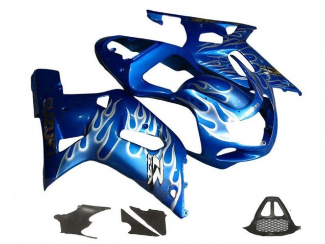 2000-2002 Blue White Flame Suzuki GSXR1000 Motorcycle Fairings