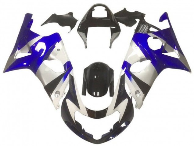 2000-2002 Silver Blue Glossy Black Suzuki GSXR1000 Motorcycle Fairings