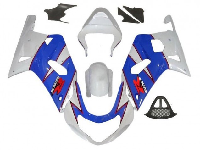 2000-2002 White Blue Red Pinstripe Suzuki GSXR1000 Motorcycle Fairings