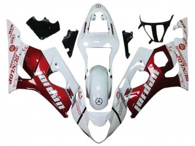 2003-2004 White Red Jordan Suzuki GSXR 1000 Motorcycle Fairings