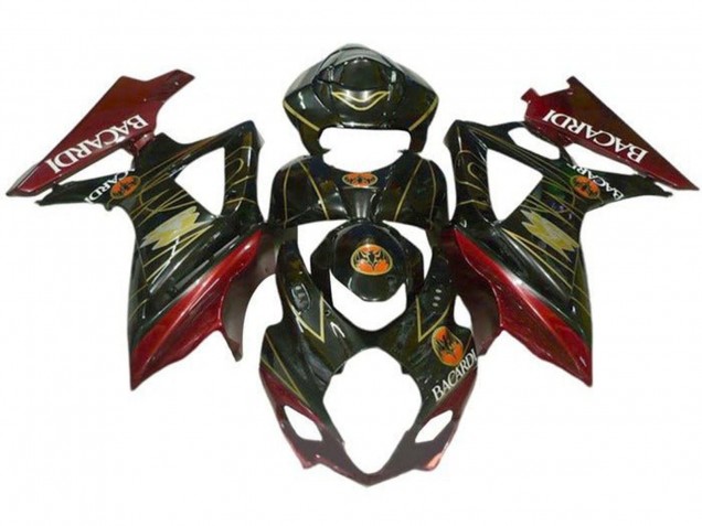 2005-2006 Black Red Gold BACARDI Suzuki GSXR 1000 Motorcycle Fairings