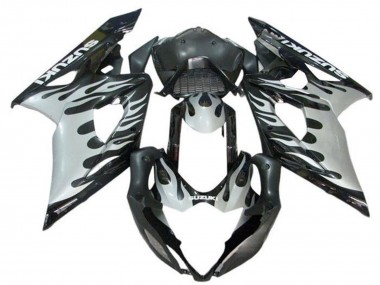 2005-2006 Black White Flame Suzuki GSXR 1000 Motorcycle Fairings