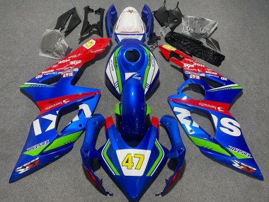 2005-2006 Blue Green White Red 47 Racing Suzuki GSXR 1000 Motorcycle Fairings