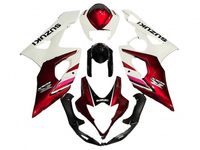 2005-2006 White Candy Red Black Suzuki GSXR 1000 Motorcycle Fairings