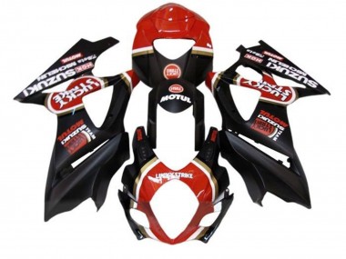 2005-2006 Matte Black Red Lucky Strike Suzuki GSXR 1000 Motorcycle Fairings