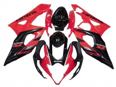2005-2006 Red Glossy Black Stripe Suzuki GSXR 1000 Motorcycle Fairings