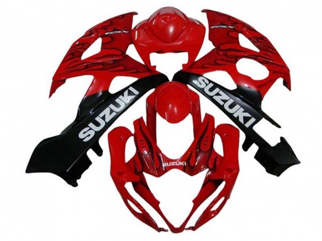 2005-2006 Red Black Flame White Suzuki GSXR 1000 Motorcycle Fairings