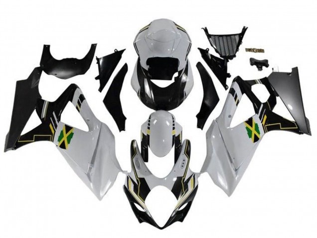 2005-2006 White Black Yellow Jamaica Suzuki GSXR 1000 Motorcycle Fairings