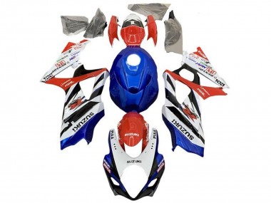 2005-2006 White Red Blue Black Stripe Suzuki GSXR 1000 Motorcycle Fairings
