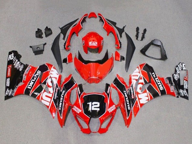 2017-2024 Red White Black Motul 12 Suzuki GSXR1000 Motorcycle Fairings